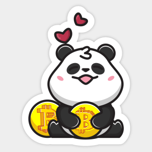 panda huging bitcoin Sticker